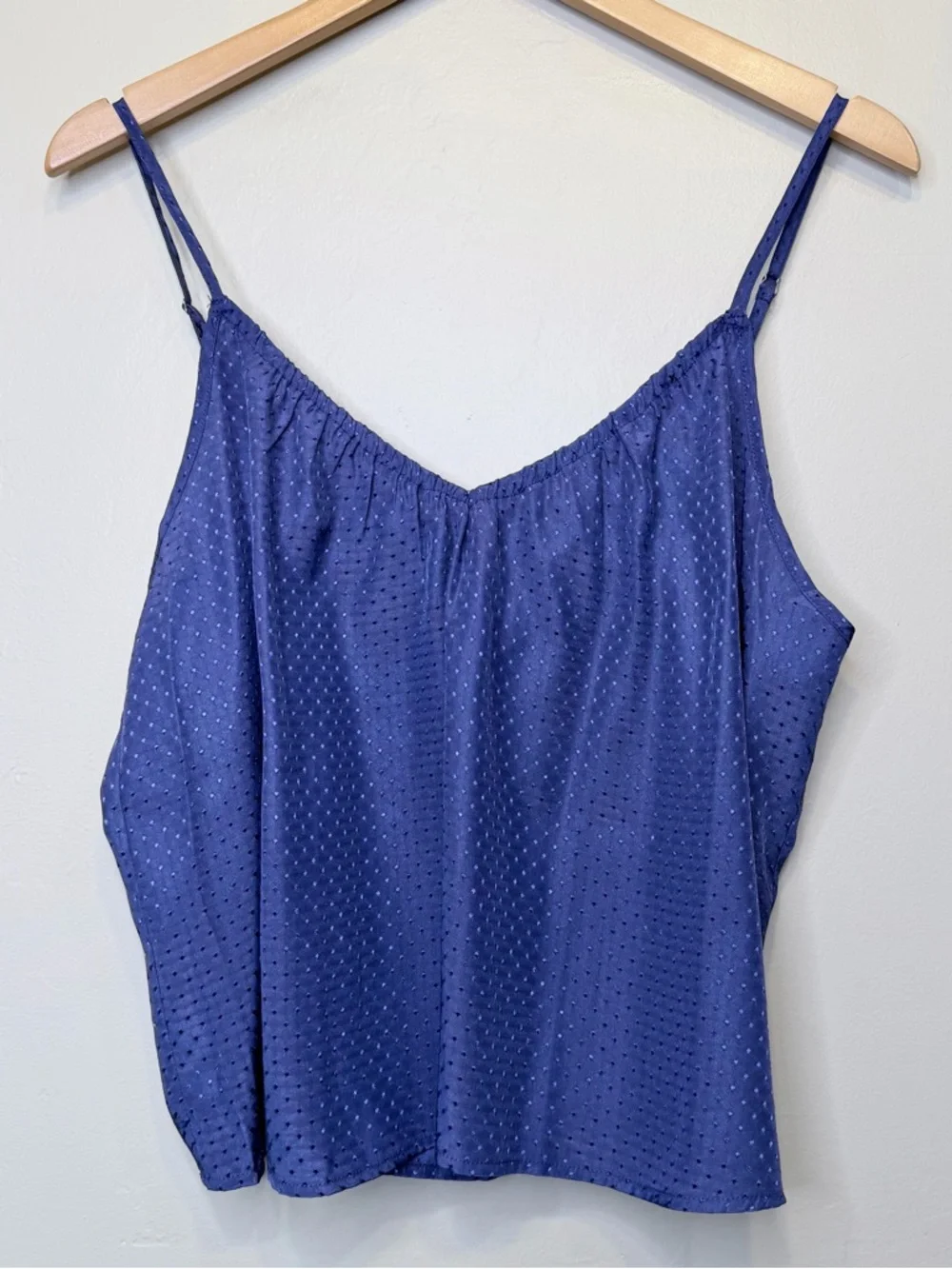NSR | NWT Royal Purple Satin Dot Crop Slip Tank Top Chemise Camisole - Picture 3 of 13